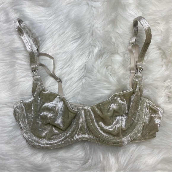 Victoria's Secret Other - Victoria’s Secret silver sparkly velvet bra size 34B NWT